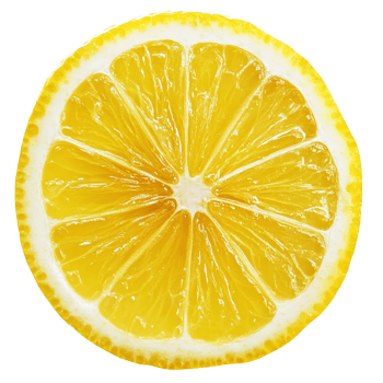 Sliced lemon with vibrant yellow flesh against a clean transparent background, lemon slice isolated png