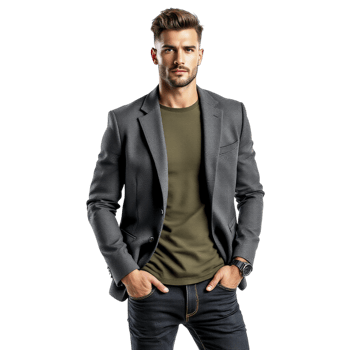 A man in a gray blazer and jeans png