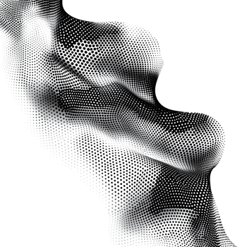 Dynamic black gradient with flowing dot particles creating, Flowing dot particles wave halftone black gradient smooth curve shape isolated on transparent background. in concept of technology, png