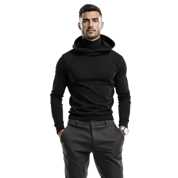 A man in a black hoodie and pants png