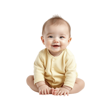 A baby sitting on the floor with a yellow shirt png