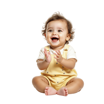 A baby is sitting on the floor and laughing png