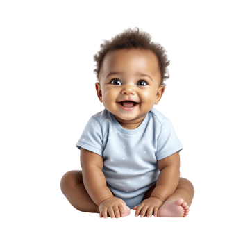 A baby sitting on the floor with a smile png