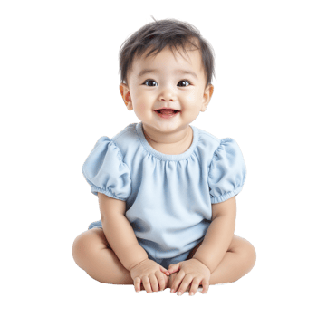 A baby sitting on the floor with a blue shirt png