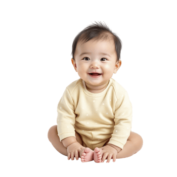 A baby sitting on the floor with his hands in the air png