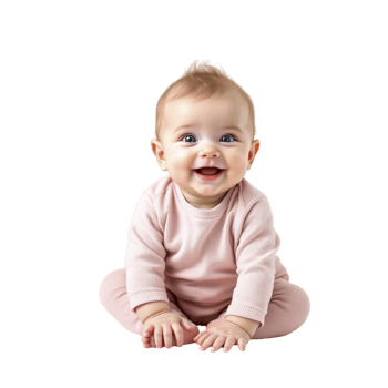 A baby in a pink outfit sitting on the floor png