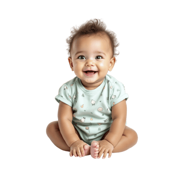 A baby sitting on the floor smiling png