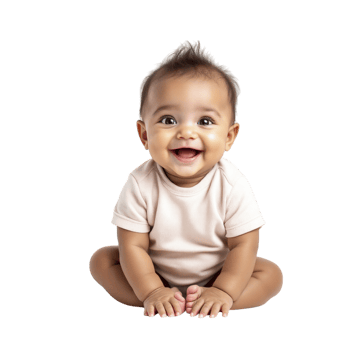 A baby smiling on a black background png