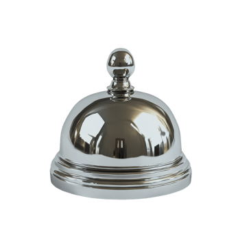 Isolated silver desk bell resting on a smooth transparent surface, perfect for signaling attention in various settings, Isolated silver desk bell on a clear or transparent background png