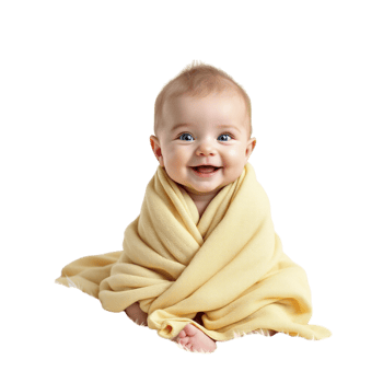 A baby wrapped in a yellow blanket png