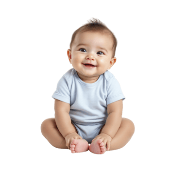 A baby sitting on the floor with his hands in the air png