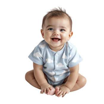 A baby sitting on the floor smiling png