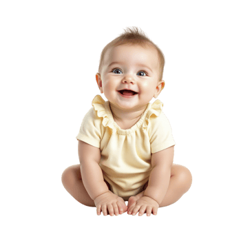 A baby sitting on the floor with a smile png