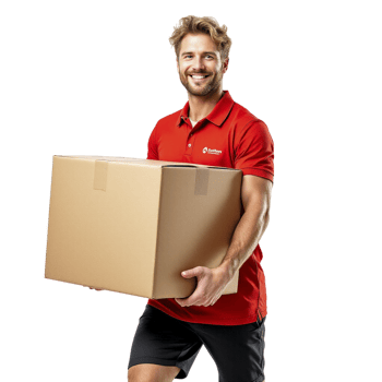 Man carrying a box on his back png