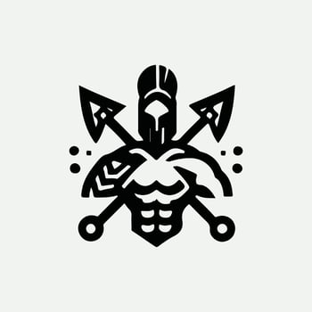 Gladiators Line Linear Spartan Collection Logo Design vector