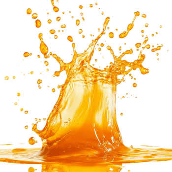 Dynamic splash of orange liquid captured in midair against a transparent background, showcasing fluid motion and energy, orange liquid fluid splash in air isolated on transparent background png