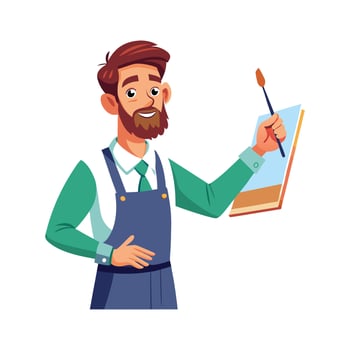 Teacher Holding Brush While Teaching Art vector