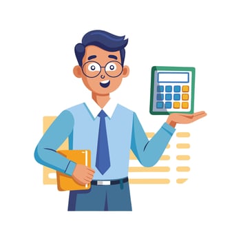 Educator Holding Calculator While Teaching vector