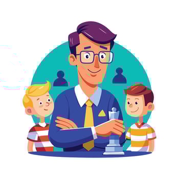 Male Teacher Discussing with Chess Piece vector