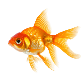 A vibrant goldfish swimming gracefully against a clean transparent background, showcasing its bright orange and golden hues, Goldfish Isolated on transparent background png