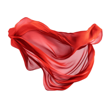 Elegant red silk cloth gracefully flowing against a pristine transparent background, Red Silk Cloth in Motion On transparent background png