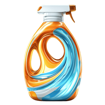 Powerful cleaning spray bottle is designed with a sleek swirl pattern png