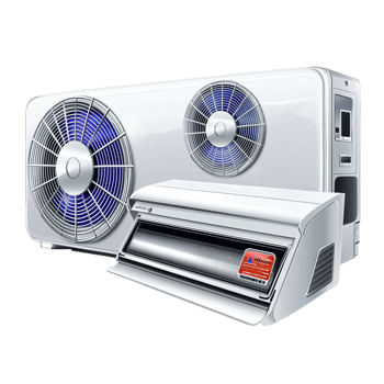 Powerful dual fan air conditioner is designed for maximum cooling png