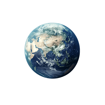 Earth globe viewed from space against a clean transparent background showing continents and oceans in high detail, Earth Globe from Space On transparent background png