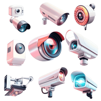 Collection of hightech security cameras ensures safety and surveillance png