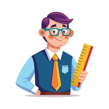 Dynamic Educator Showcasing Ruler for Teaching vector