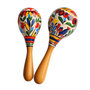 Vibrant floralpainted maracas on transparent, ideal for music lovers and collectors, Traditional Painted Maracas on transparent background png