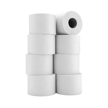Stack of Soft White Toilet Paper Rolls Hygiene Clean Home Care Fresh Stock Tissue Supply Product png