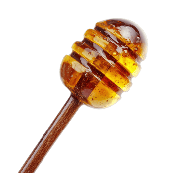 A honey dipper resting on a transparent background, showcasing its glossy surface and wooden handle for stirring honey, Honey dipper on transparent background png