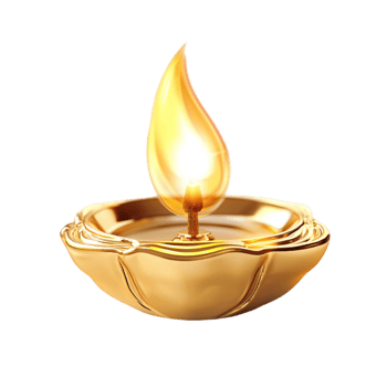 Golden oil lamp with a flame png