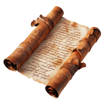 Ancient scroll with handwritten text png