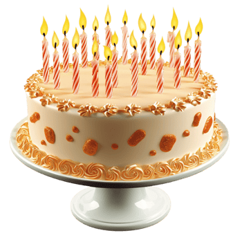 Birthy cake with glowing candles on top png