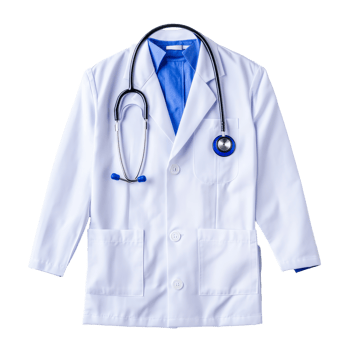 A pair of medical doctor coats with stethoscopes arranged on a clean transparent background, Medical Doctor Coats with Stethoscopes on transparent background png
