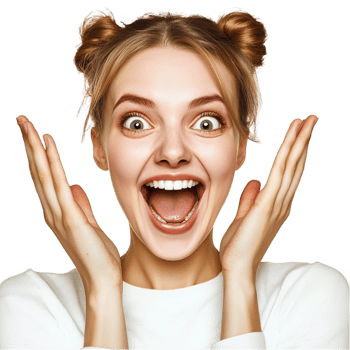 Excited woman with a joyful expression png