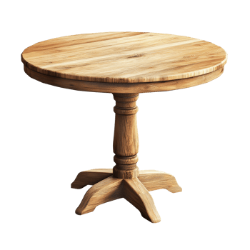 Elegant round wooden table showcased on a clean transparent background for decor inspiration, Beautiful round wooden table isolated on a transparent background png