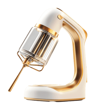 Luxurious gold and white stand mixer with a bowl png