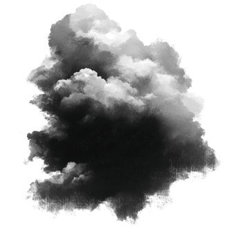 A dark cumulus cloud contrasts sharply against a bright transparent background, creating a striking visual effect typical of a stormy atmosphere, dark cumulus cloud transparent background png