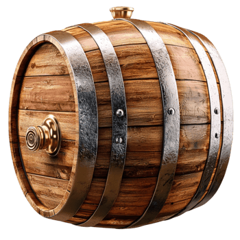 wooden barrel with metal reinforcements png