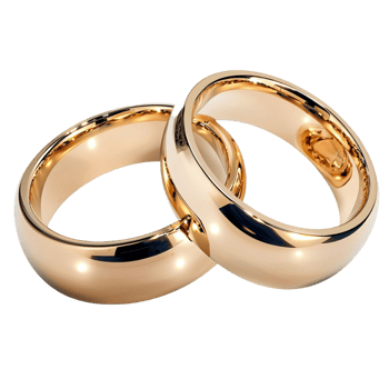 Shiny golden wedding rings symbolizing eternal love png