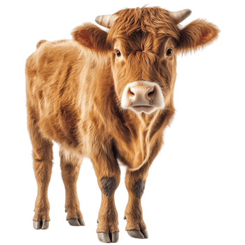Friendly brown cow standing with a curious gaze png