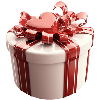 round gift box wrapped with a red ribbon png