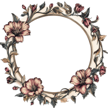 Decorative circular frame featuring floral designs in soft colors on a transparent background, ideal for elegant invitations or art projects, circular frame on transparent background png