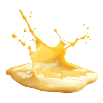 Melted cheese splash creating a vibrant pool on a clean transparent surface, Melted cheese splash on transparent background png