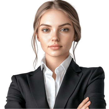 Woman dressed formally with an assertive look png