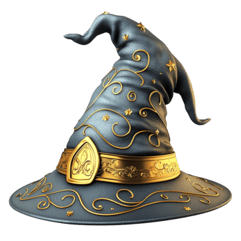 Wizard hat with mystical golden designs png