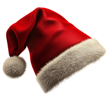 Santa hat with red fabric and white fur png